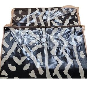 Vintage 80s Black White Boho Tribal Pillow Case Covers Bundle 2 Shams Set 20x26